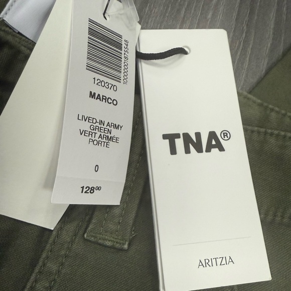 ARITZIA TNA Marco Pants Relaxed Super Low Rise Utility Pants Army Green Size 0 - Picture 3 of 14